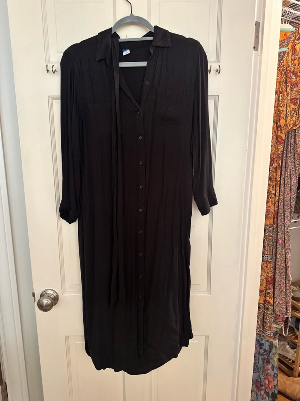 Old Navy Black Button-Up Dress